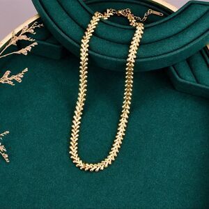 Gold Chevron Link Choker Necklace